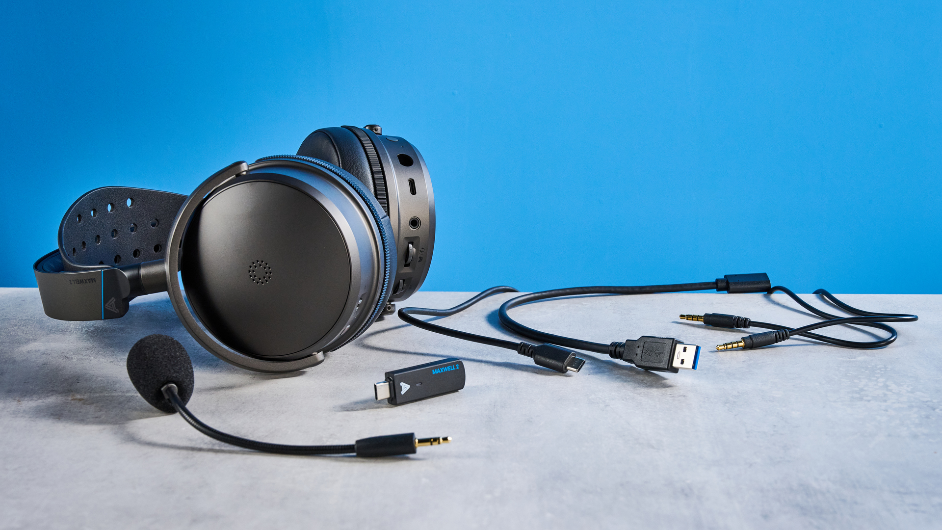 Audeze Maxwell 2 against a blue background