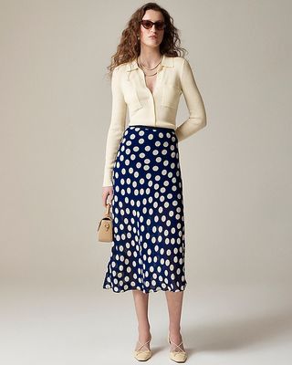 New Gwyneth Slip Skirt in Polka-Dot Viscose Chiffon