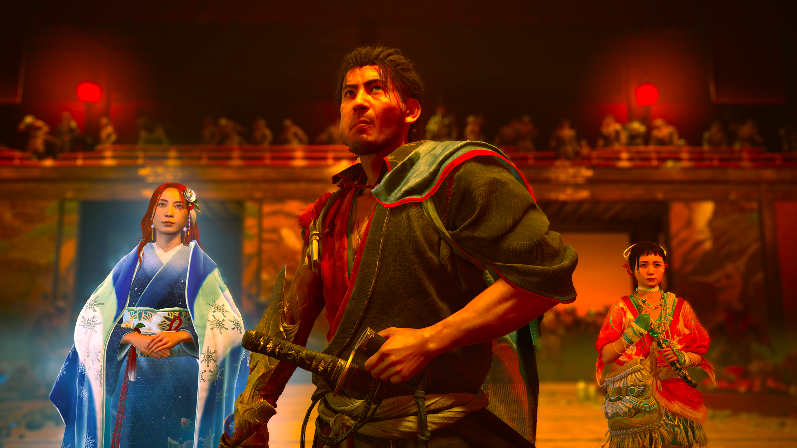 Miyamoto Musashi, Shizuka, and Okuni in Onimusha Way of the Sword