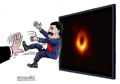 Political Cartoon World Maduro black hole