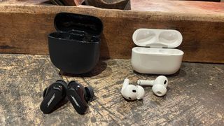 Bose QuietComfort Earbuds II and Apple AirPods Pro 2 side-by-side