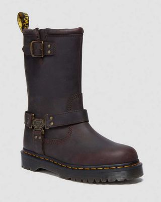 Dr Martens Anistone Tall Leather Biker Boots