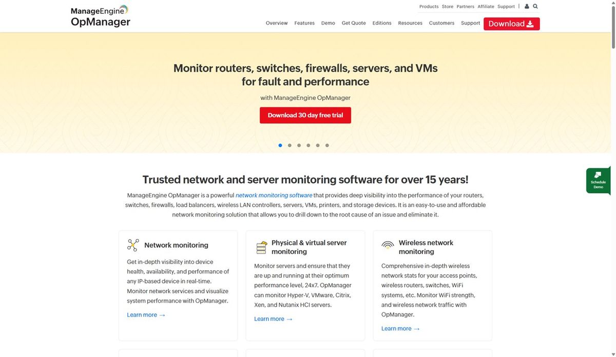 I tried ManageEngine OpManager, and found it offers comprehensive network monitoring for enterprises