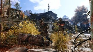 Two enemy humans patrol in Metro Exodus