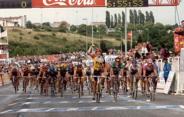 Jeroen Blijlevens takes victory for TVM in Besancon at the 1996 Tour de France.