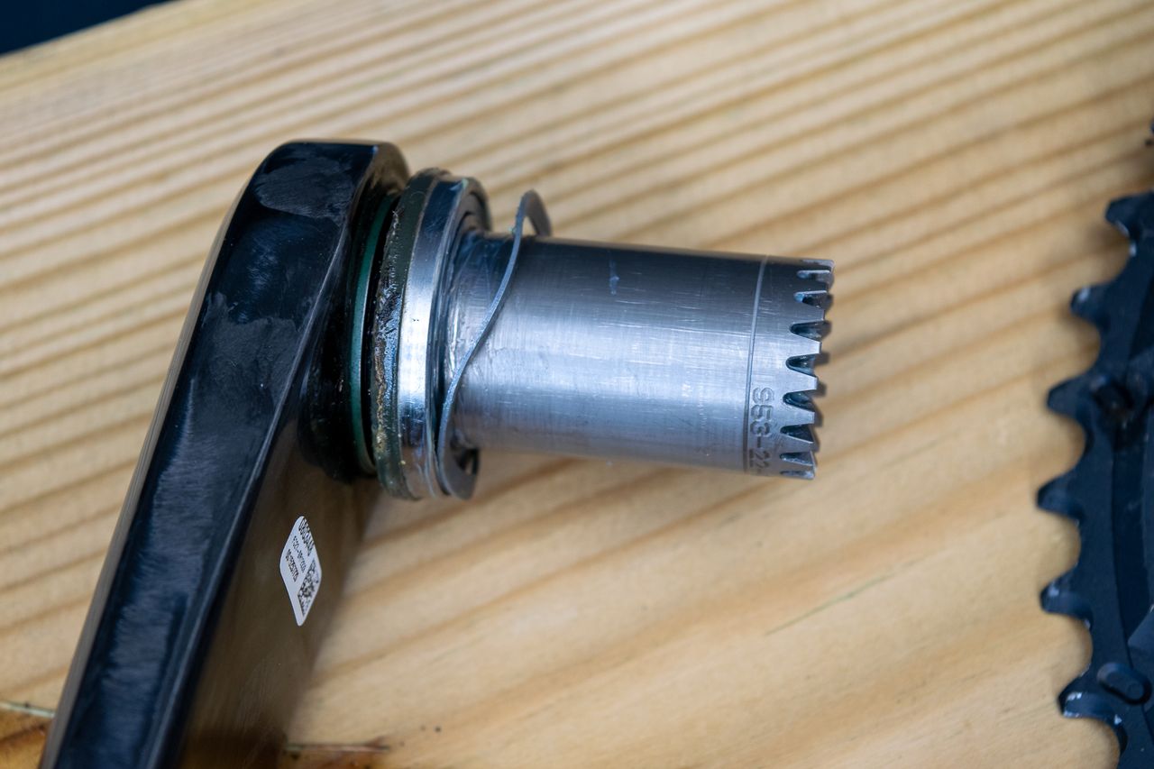 A Campagnolo Super Record WR chainset hirth joint