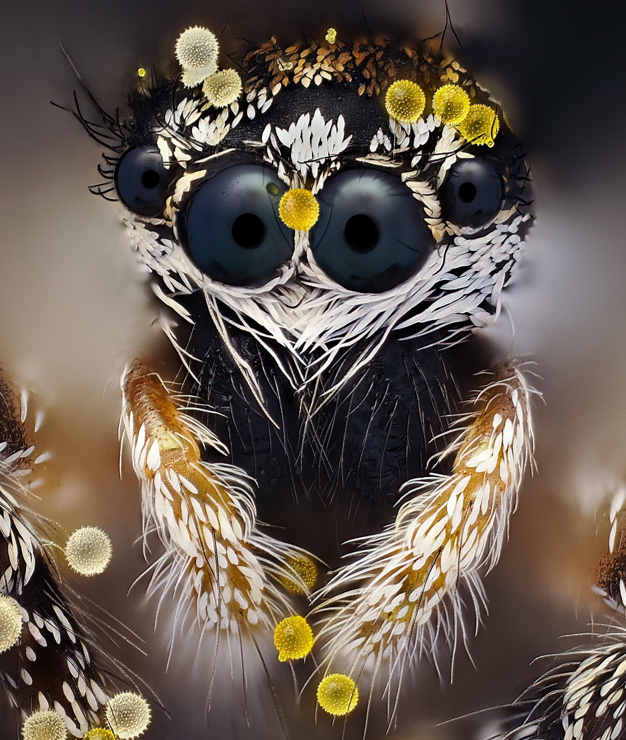 This regal-looking spider is smaller than a fingernail, but thanks to clever use of focus stacking, we can see it in…