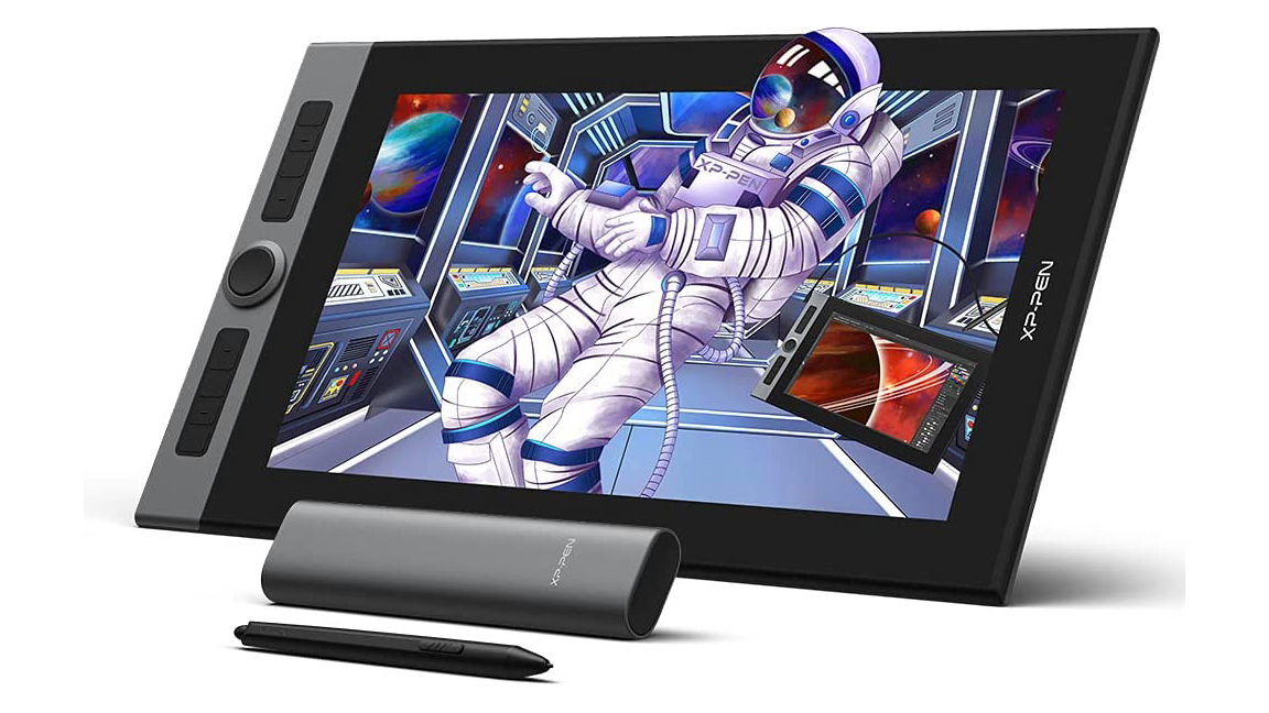 The best tablets with a stylus pen, a photo of the XP-Pen Artist Pro 16 on a table with a Mac