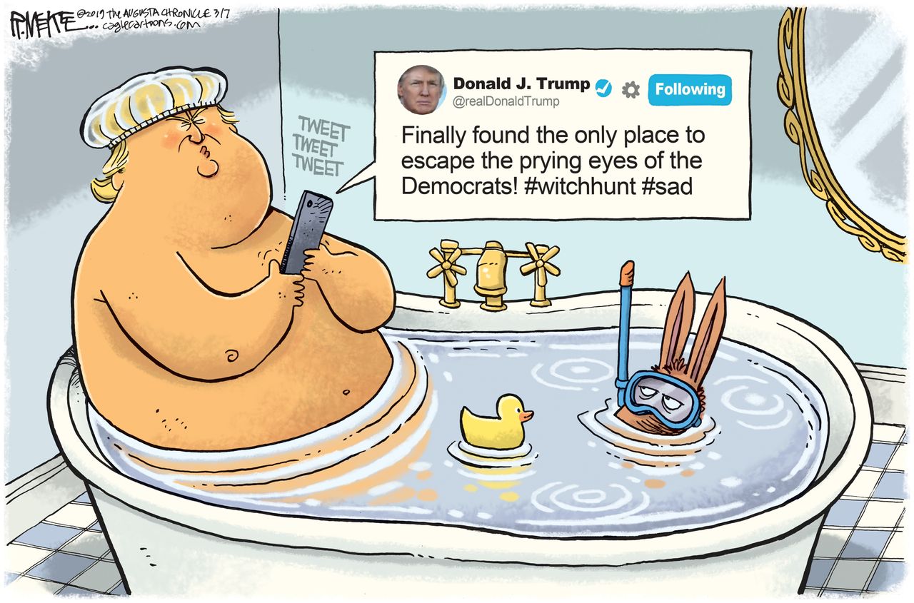 Political Cartoon U.S. Trump investigations Democrats Twitter