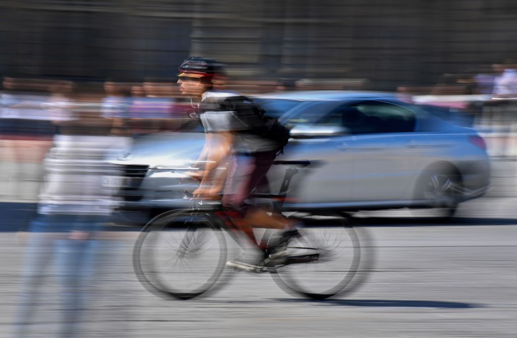 Rider on fixed bike