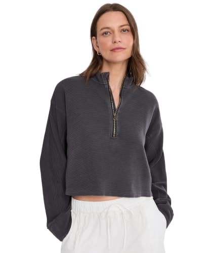 Free People Womens We the Free Celeste 1/4 Zip Black Large