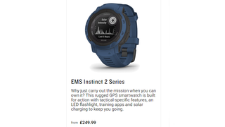 Garmin Instinct EMS watch listing