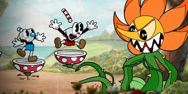 Cuphead is caught off guard by a nasty flower.