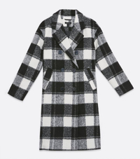 Black Gingham Double Breasted Long Coat, £59.99