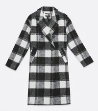 Black Gingham Double Breasted Long Coat, £59.99 ($83) | New Look