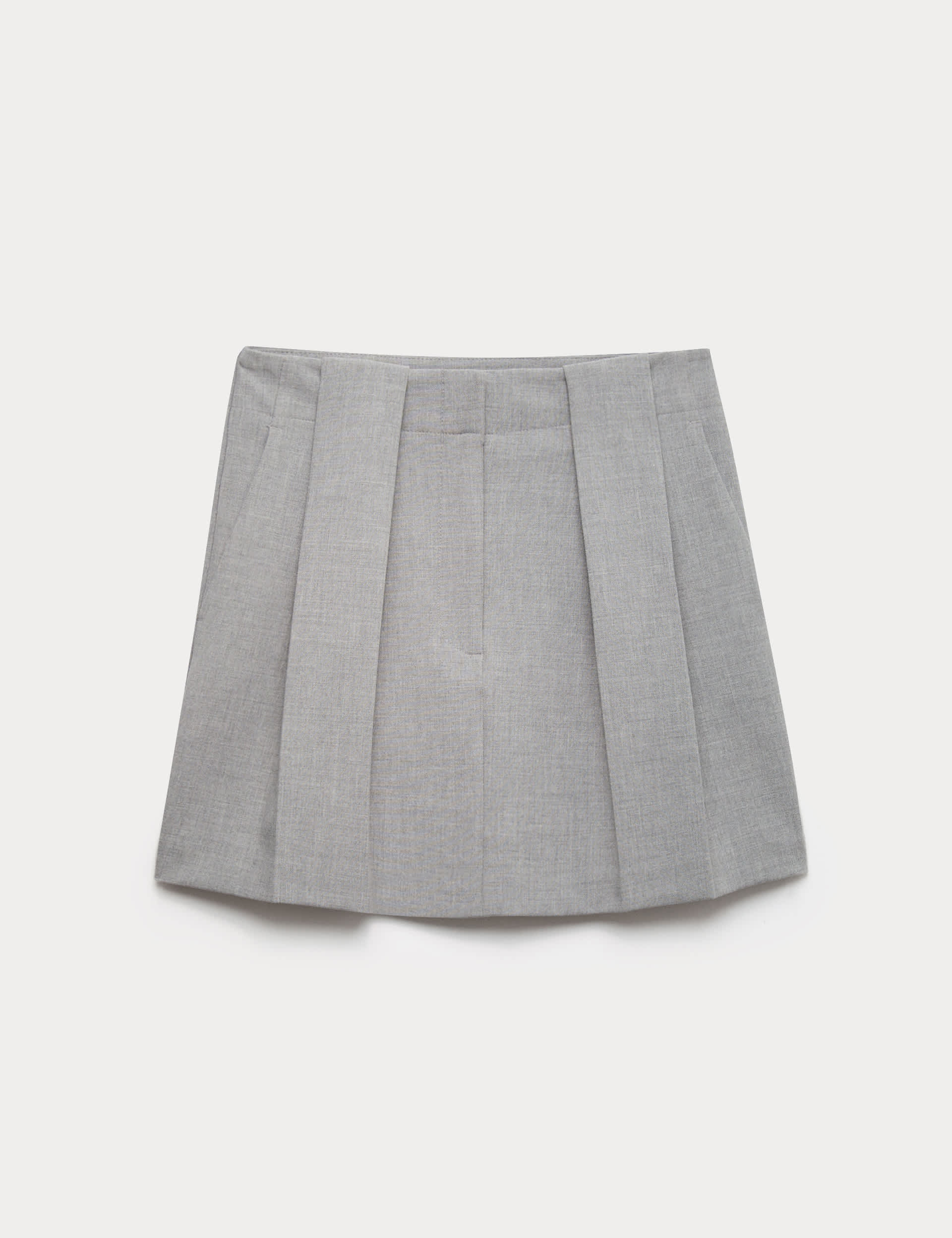 Melange Pleated Mini Skirt