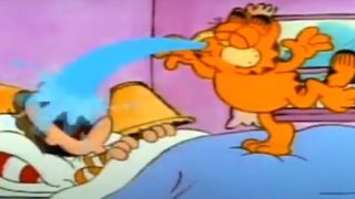 Garfield soaking Jon in Garfield and Friends