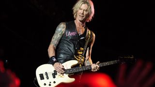 Duff McKagan from Guns N' Roses performs on The Pyramid Stage at Day 4 of Glastonbury Festival 2023 on June 24, 2023 in Glastonbury, England. 