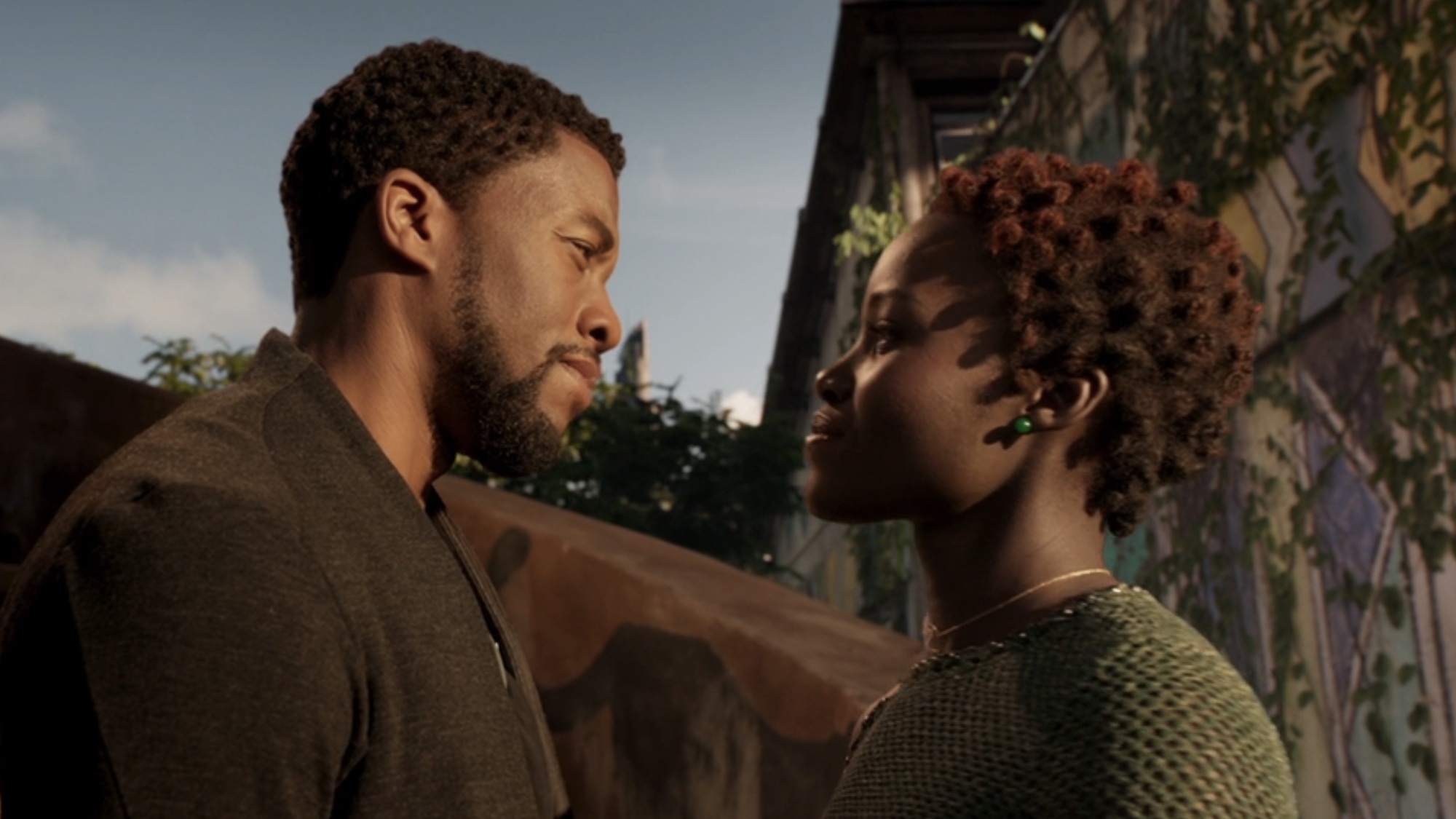 T'Challa and Nakia together at the end of Black Panther.