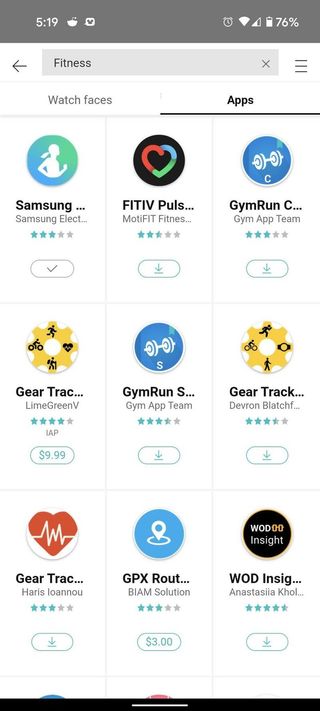Galaxy Store Fitness Watch Apps
