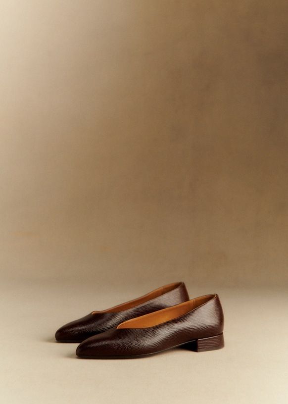 Bertille Ballerinas - Chocolate Tejus Leather - Bovine Leather - Sézane