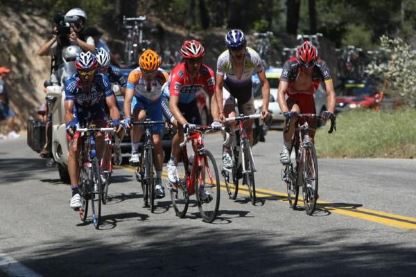 Andy Schleck (Team Saxo Bank) showed off his national champion jersey at both ends of the field today: starting way out front, finishing way out back.