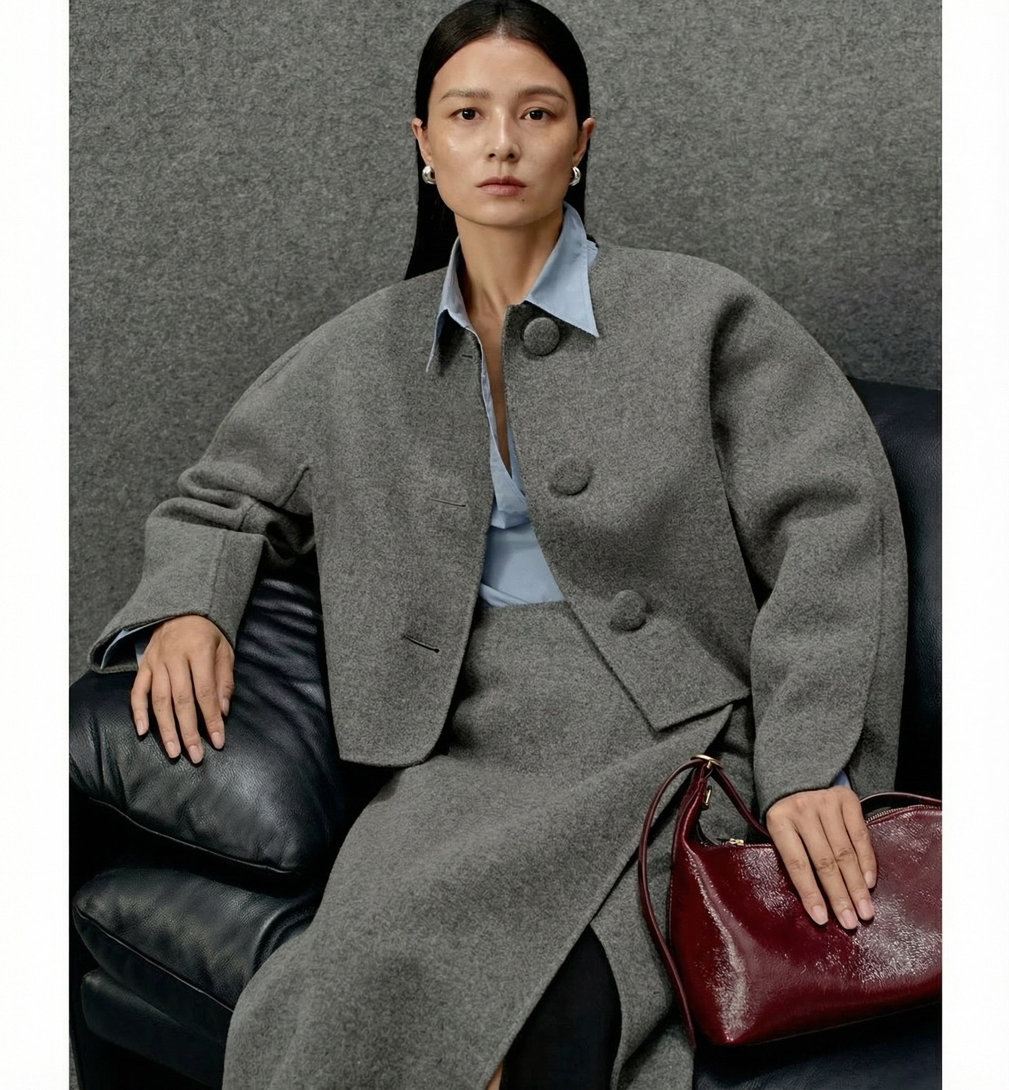 Cropped Collarless Jacket