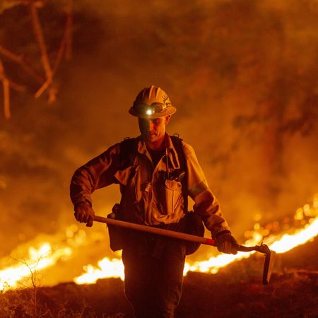 monrovia, ca september 11 los angeles county firefighters, using only hand tools, keep fire from jumping a fire break at the bobcat fire in the angeles national forest on september 11, 2020 north of monrovia, california california wildfires that have already incinerated a record 23 million acres this year and are expected to continue till december the bobcat fire has grown to more than 26,000 acres photo by david mcnewgetty images