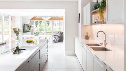 white open plan kitchen and living space