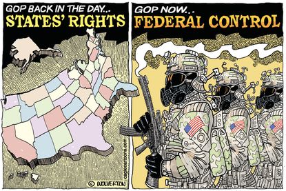 Political Cartoon U.S. GOP republican states rights federal agents