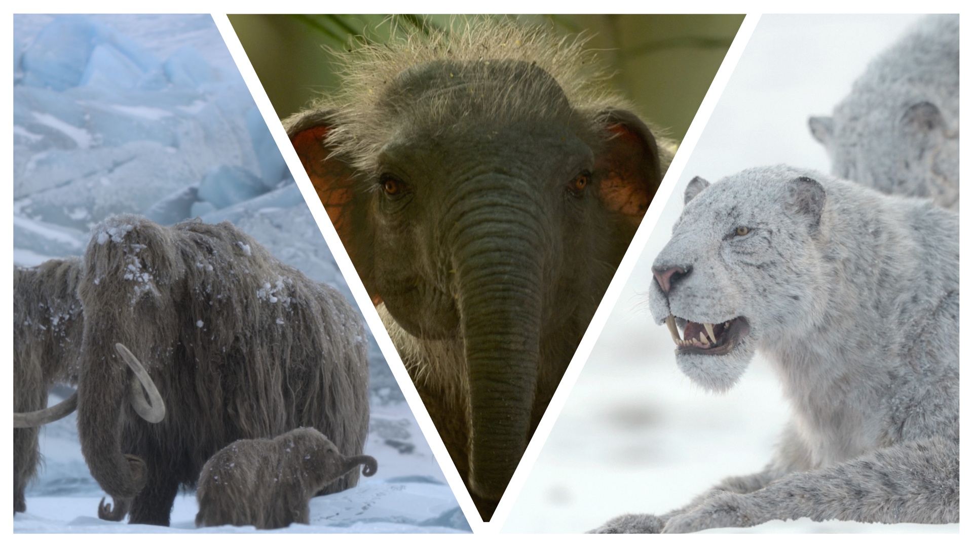 Stills from the natural history show Prehistoric Planet: Ice Age