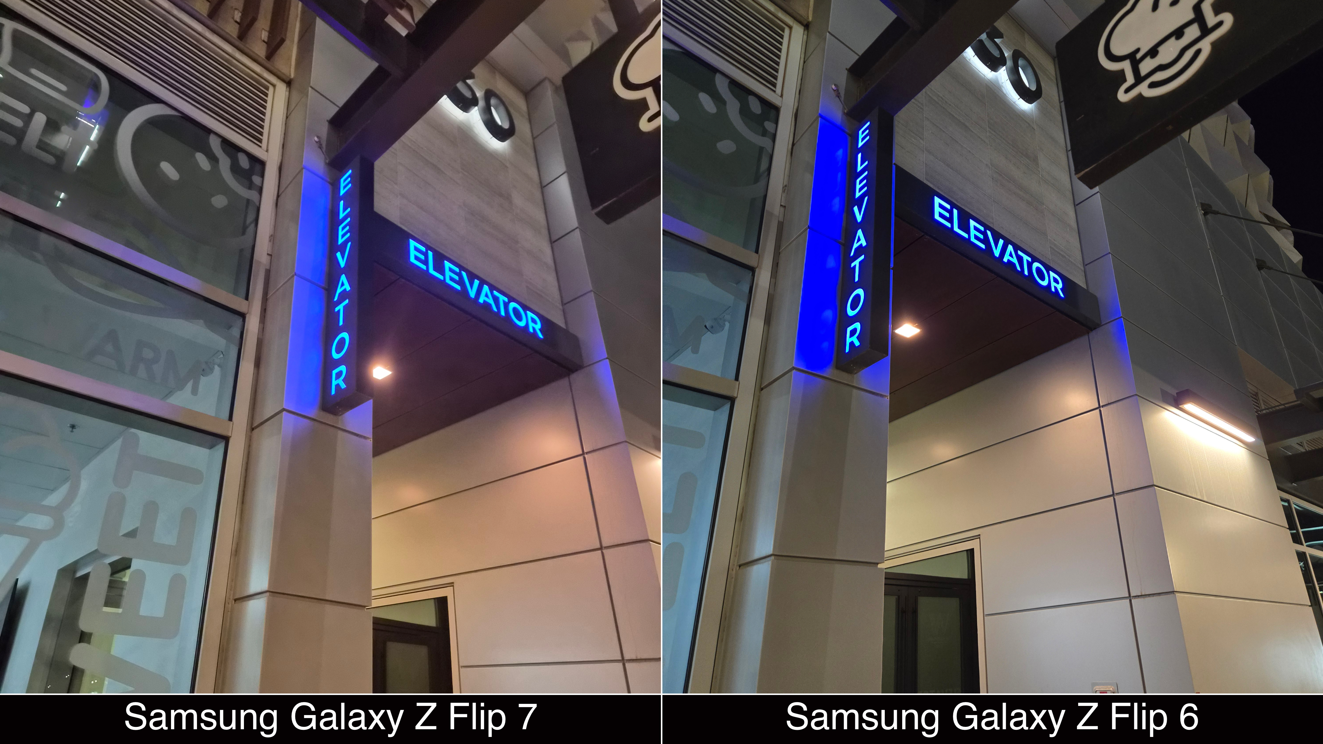 Low-light camera comparisons shot on the Galaxy Z Flip 7 and Galaxy Z Flip 6.