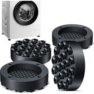 Four round black rubber feet for washing machines