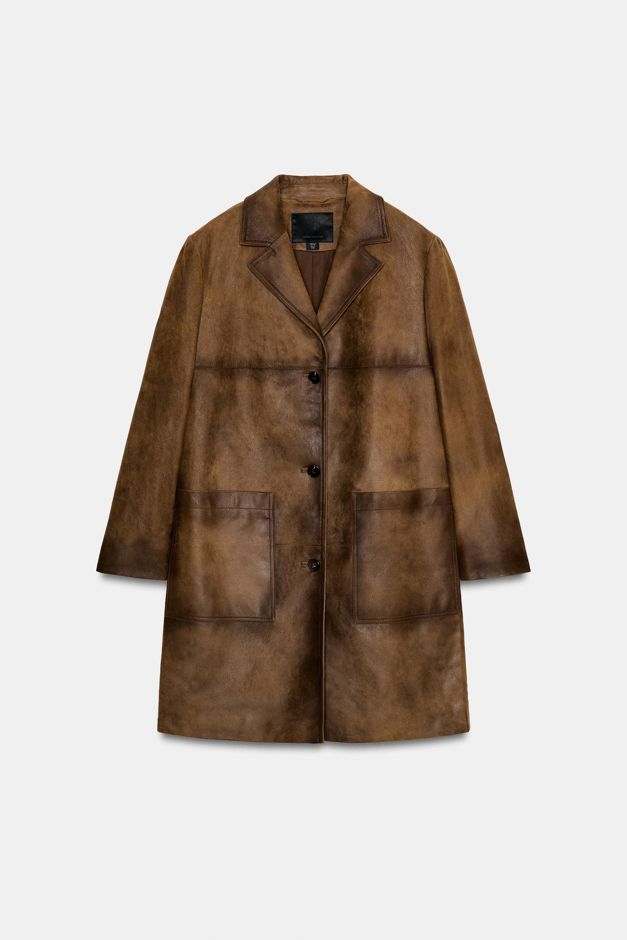 100% Leather Coat Zw Collection Limited Edition - Light Brown - Xs