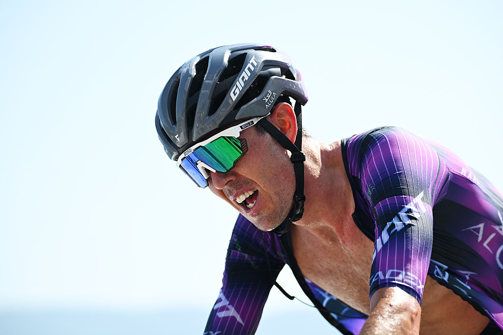 SANTA MARIA IN CALANCA, SWITZERLAND - JUNE 19: Ben O'Connor of Australia and Team Jayco AlUla crosses the finish line during the 88th Tour de Suisse, Stage 5 a 183.8km stage from La Punt to Santa Maria in Calanca 941m / #UCIWT / on June 19, 2025 in Santa Maria in Calanca, Switzerland. (Photo by Tim de Waele/Getty Images)
