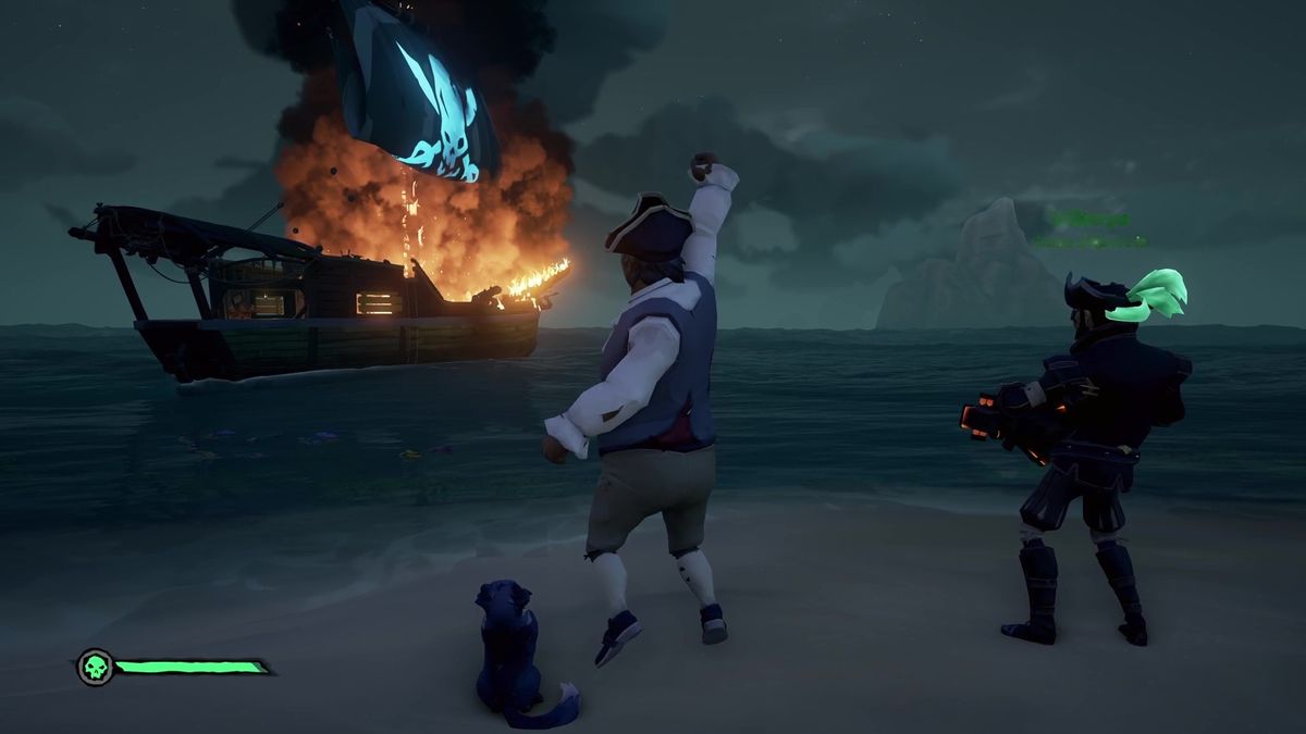 Sea of Thieves burning ship