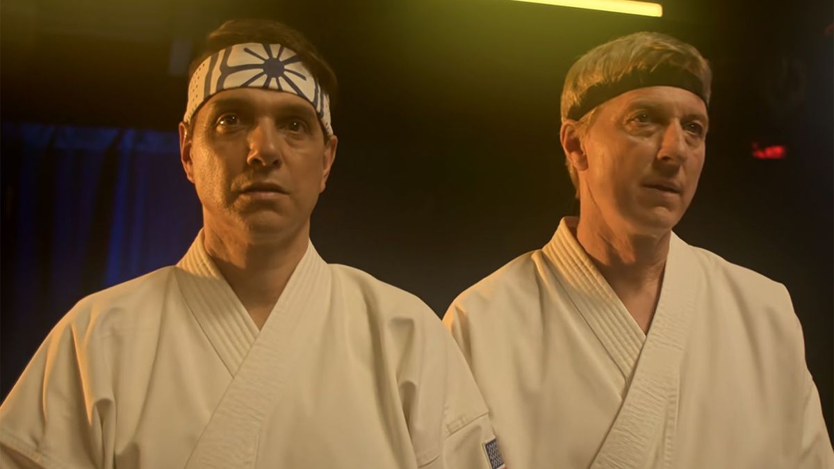 Ralph Macchio as Daniel LaRusso and William Zabka as Johnny Lawrence in Cobra Kai