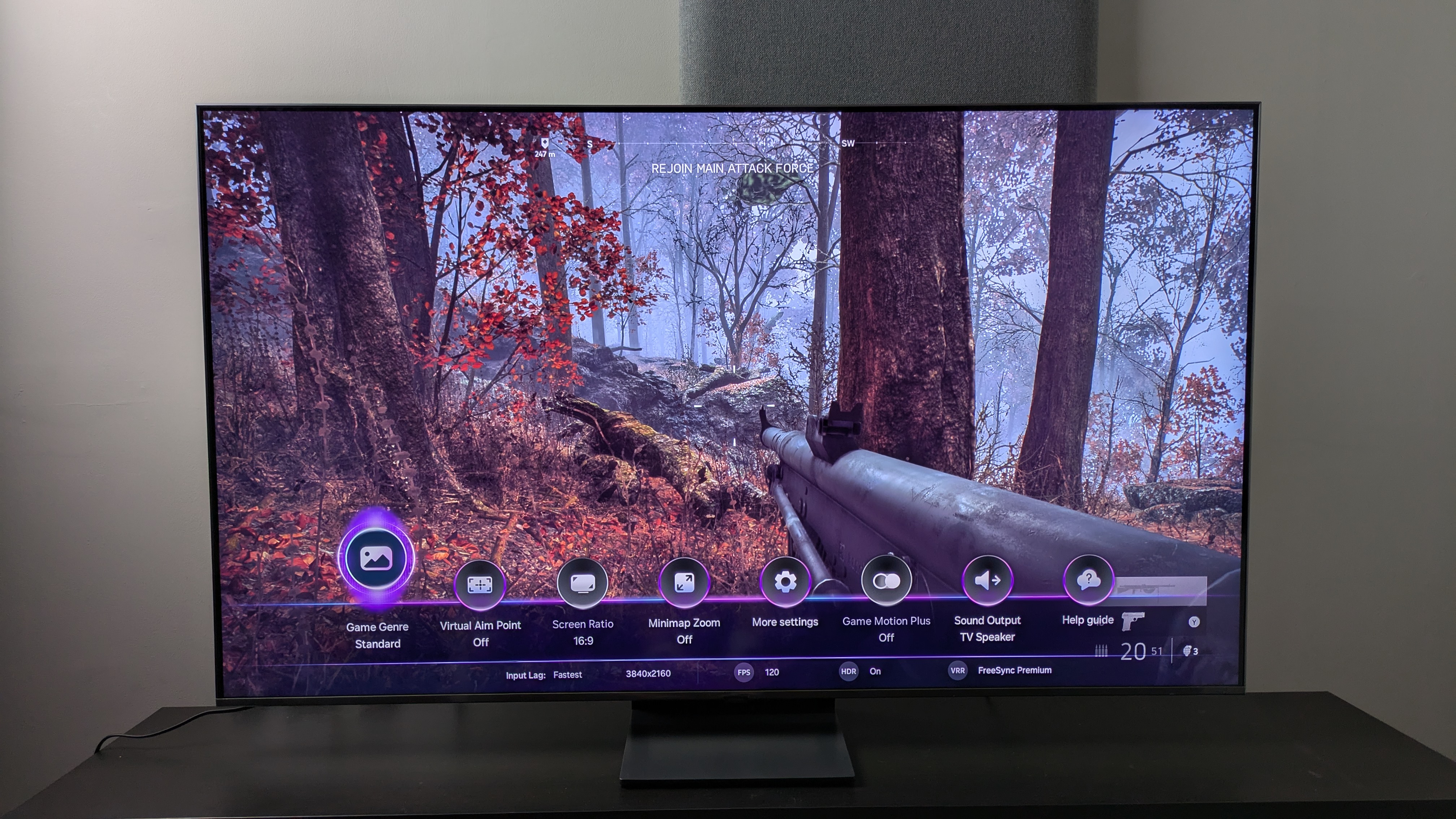 Samsung QN80F with Battlefield V on screen 