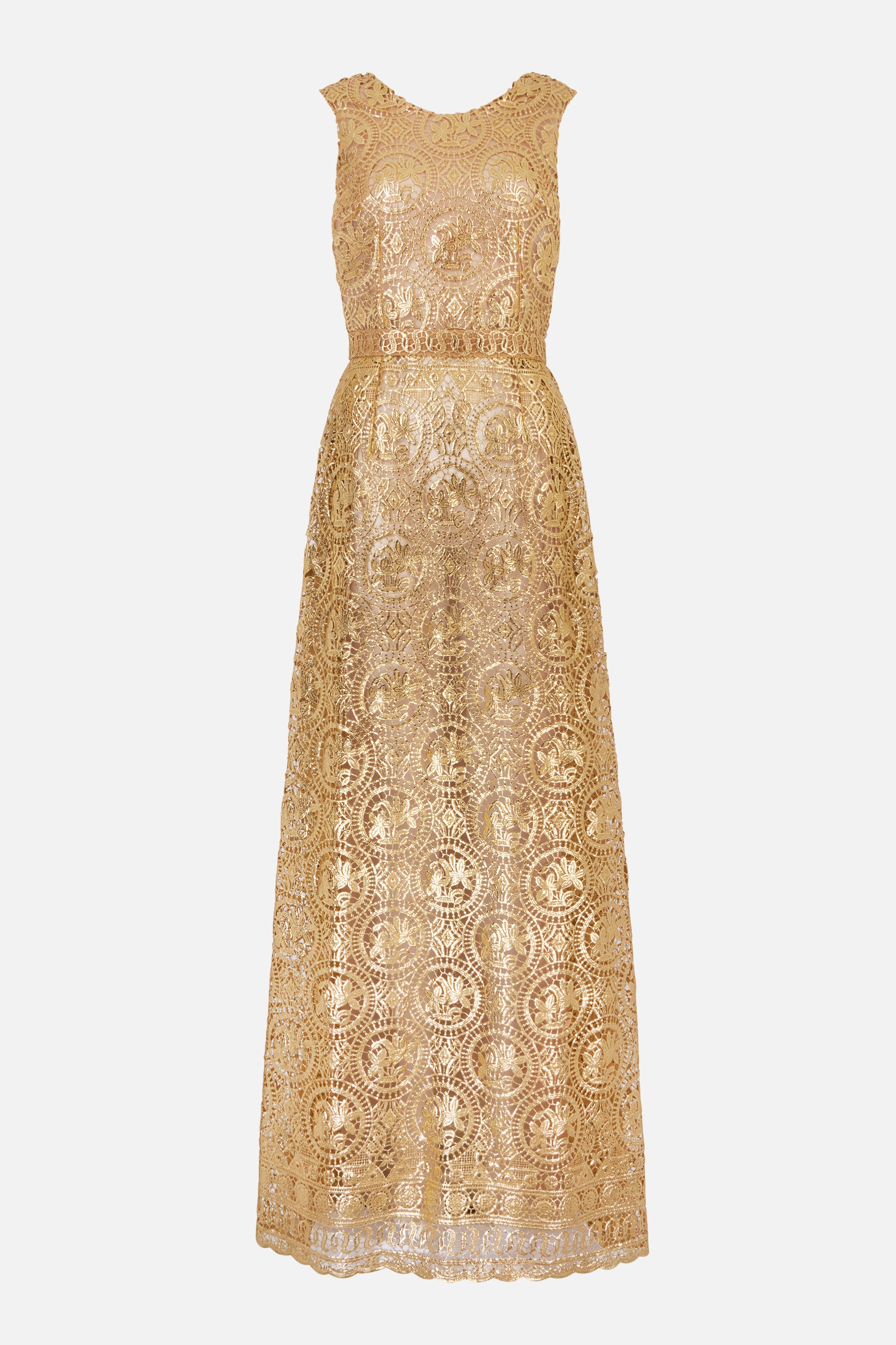 Torres Dress in Gold Foiled Guipure