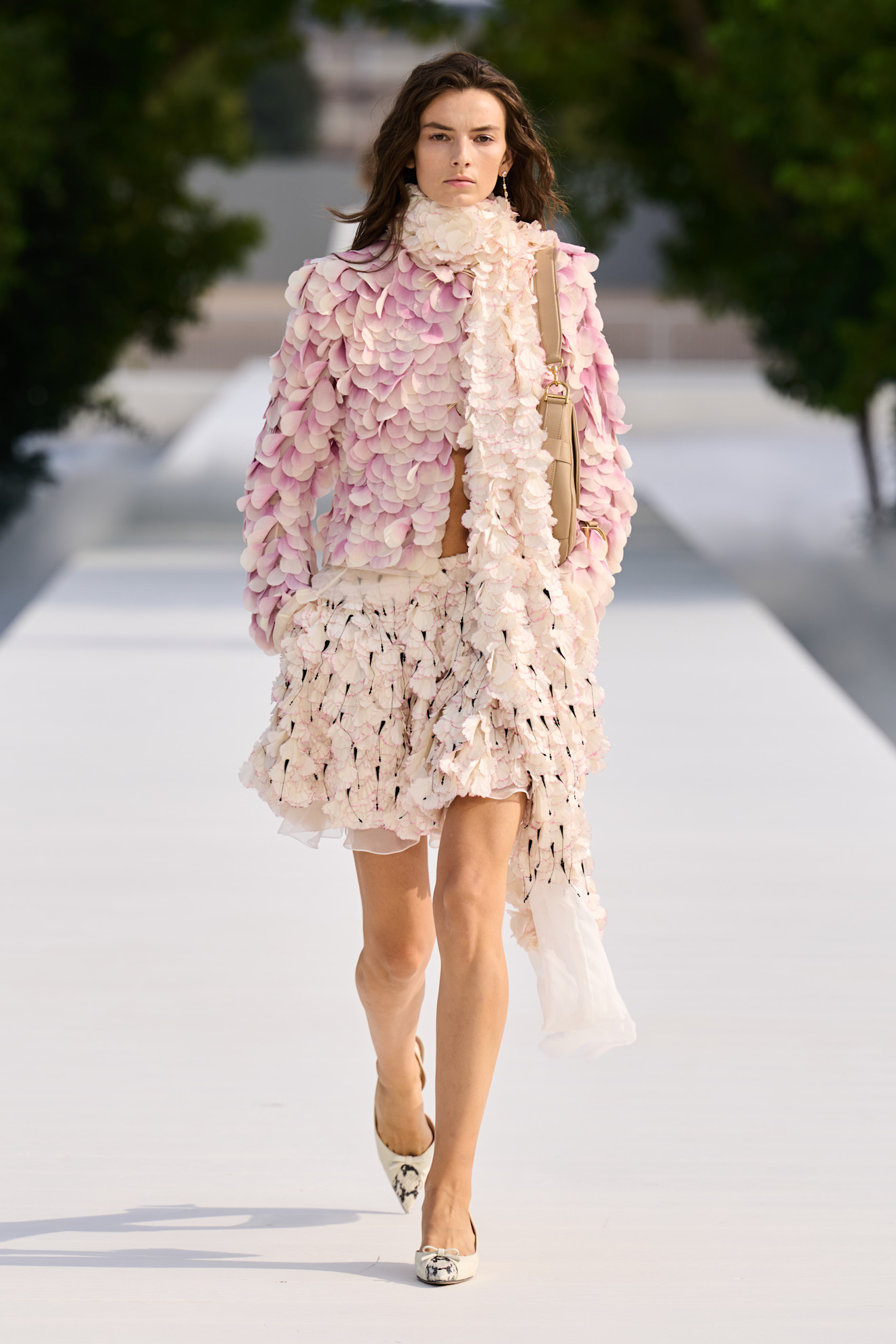 a look that features petal-like textures from the dior spring 2027 show.