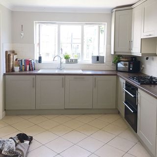 Modern kitchen with light grey units