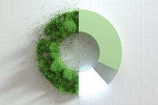 Green pie chart representing investments in renewable energy