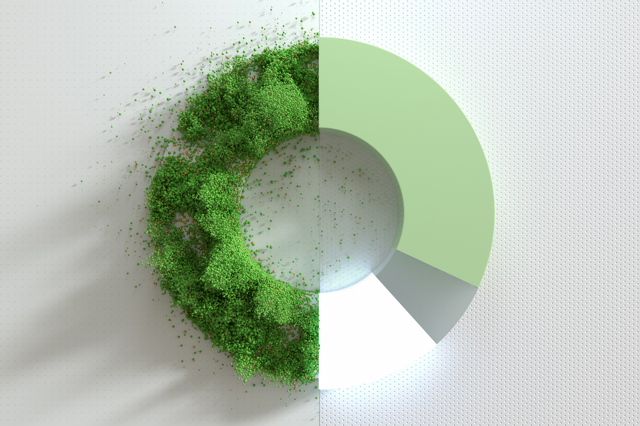Green pie chart representing investments in renewable energy