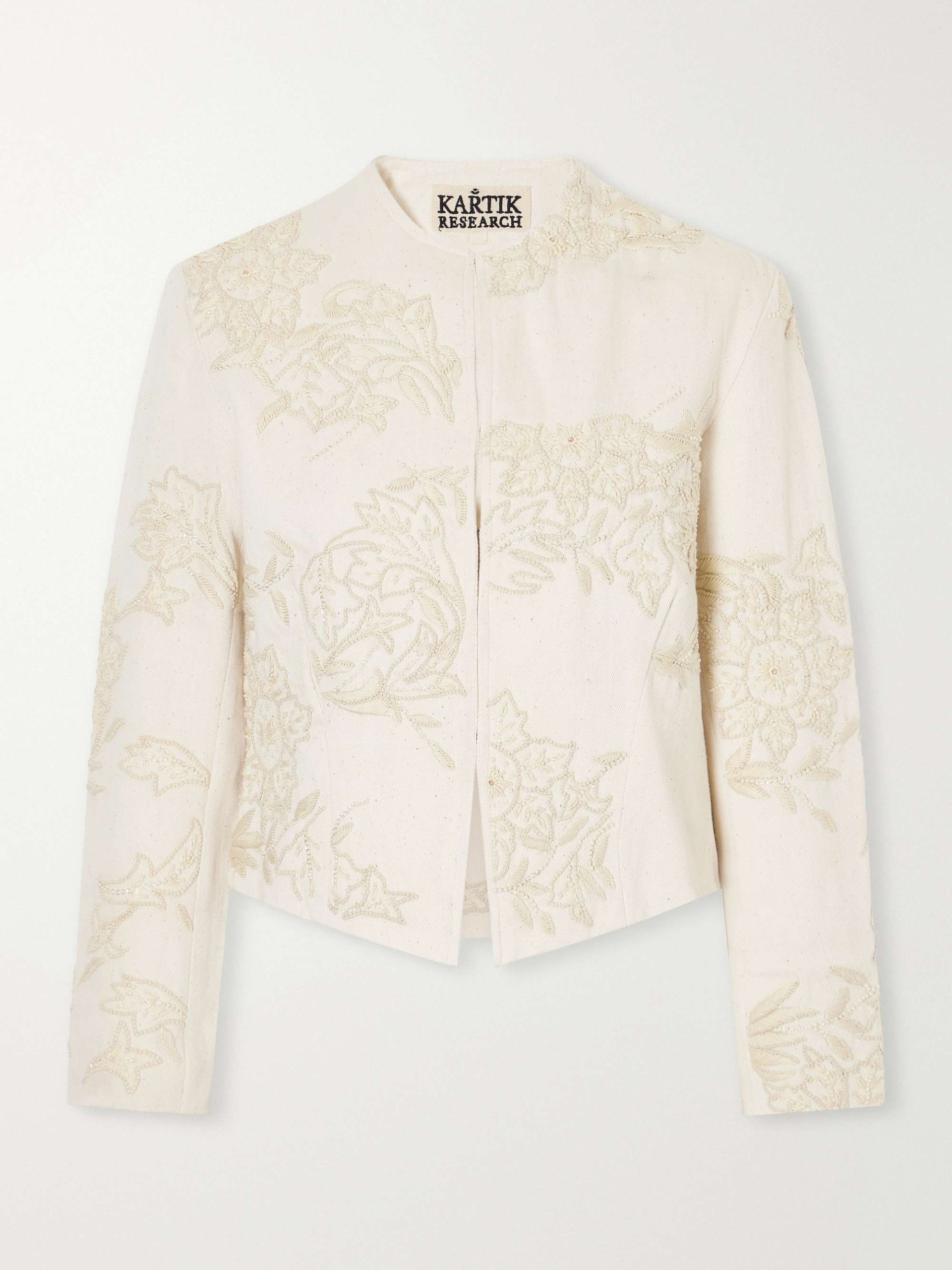Bead-Embroidered Denim Jacket
