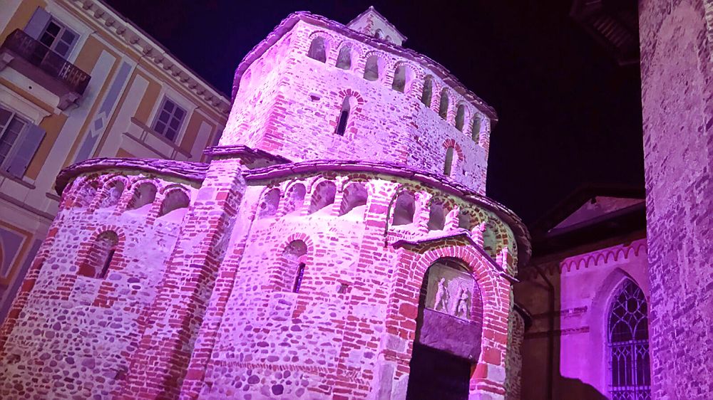 The Battistero in Biella is resplendent in pink