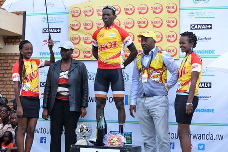 Joseph Areruya on the podium after winning stage 4