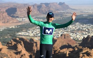 Ruben Guerreiro in the Saudi Tour's green leader's jersey