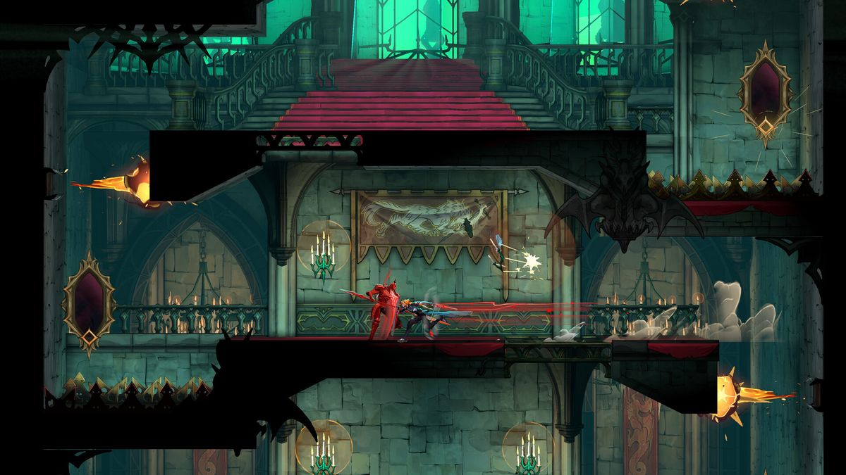 A screenshot from Castlevania: Belmonts Curse showing intricate level design