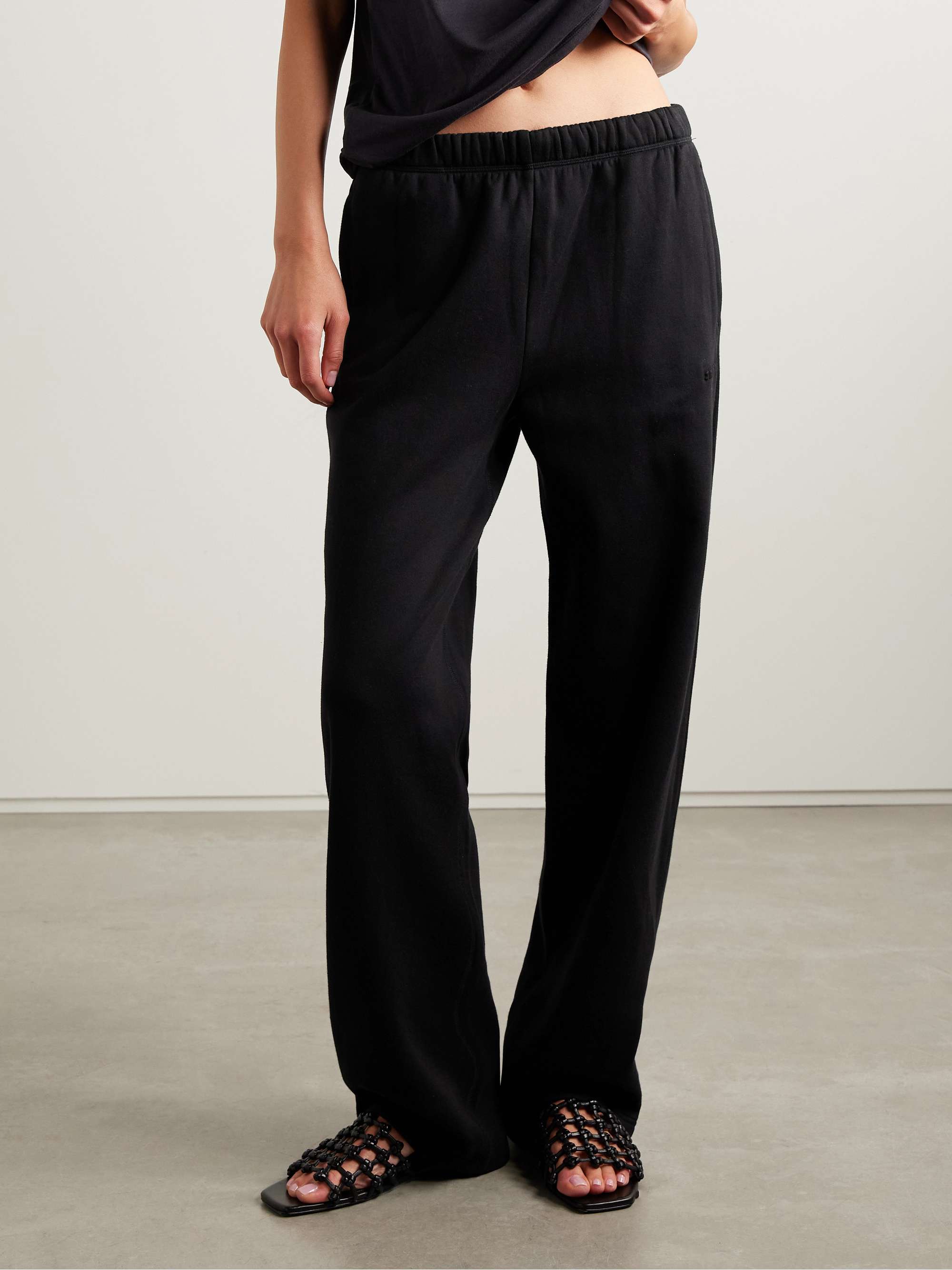 Classic Cotton-Blend Jersey Straight-Leg Pants - Onyx