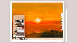 The best iPad Pro apps for Apple Pencil; a sunset painted on an iPad
